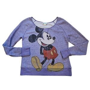Disney Parks Purple Wide Neck Mickey Mouse Long Sleeve Sweatshirt Extra Small